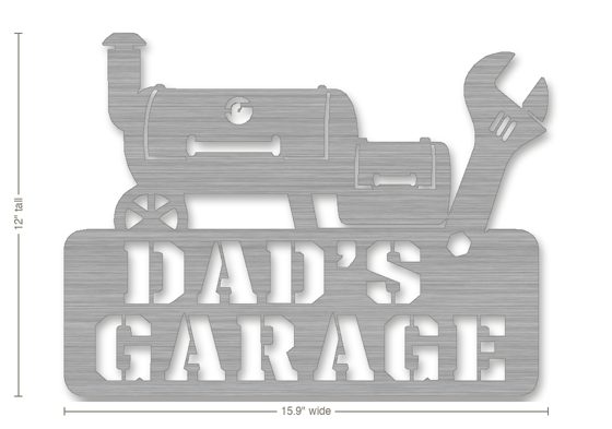 Example father's day gift: metal sign reading Dad's Garage