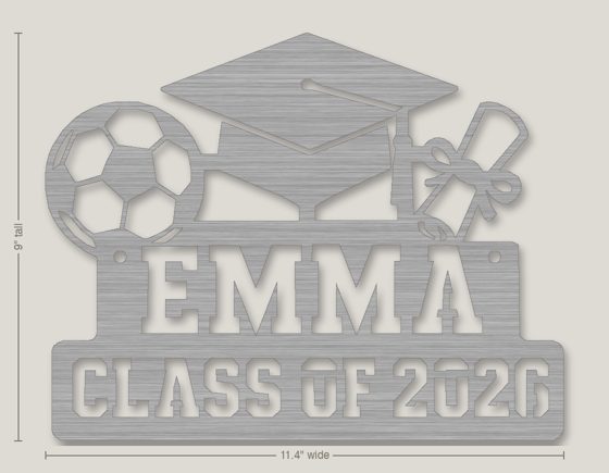 Example graduation gift: metal sign reading Emma Class of 2026