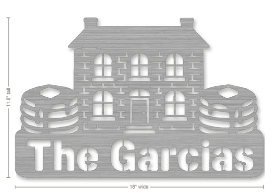 Example housewarming gift: metal sign reading The Garcias