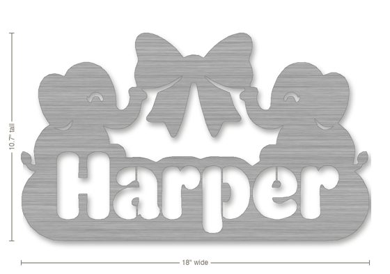 Example new baby gift: metal sign reading Harper