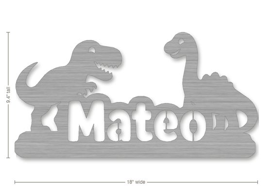 Example new baby gift: metal sign reading Mateo