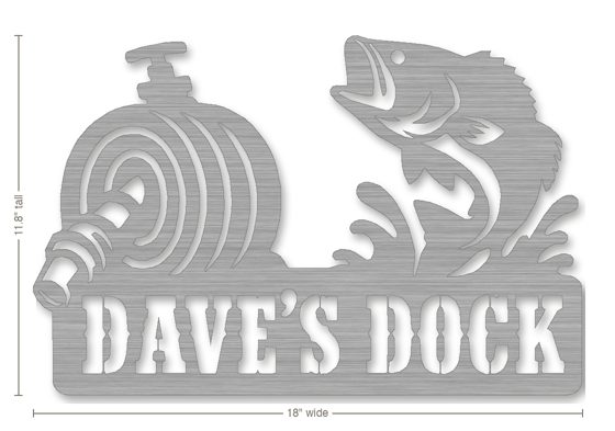 Example retirement gift: metal sign reading Dave's Dock
